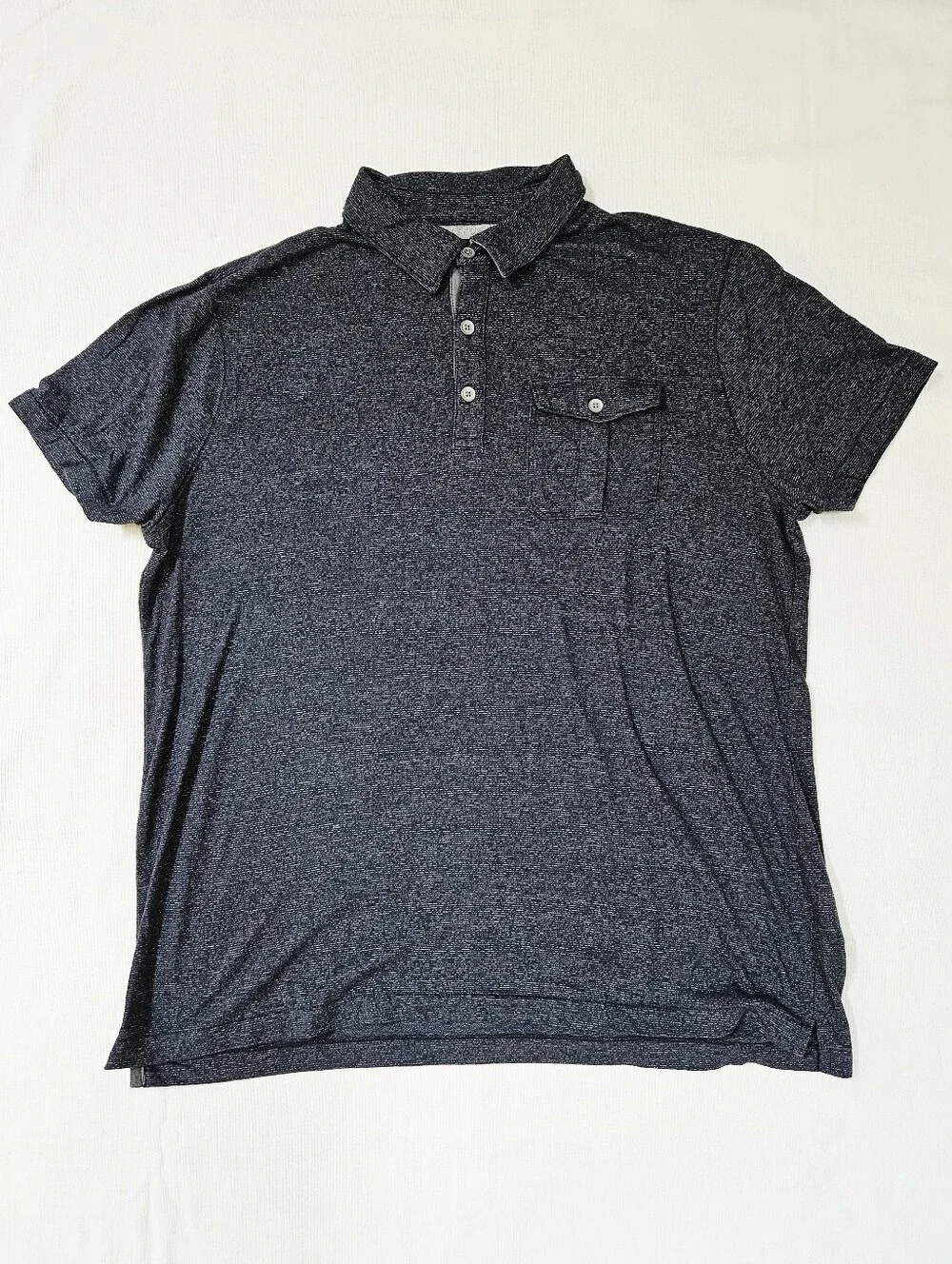 Men's Banana Republic Heathered Navy Polo Shirt with Chest Pocket